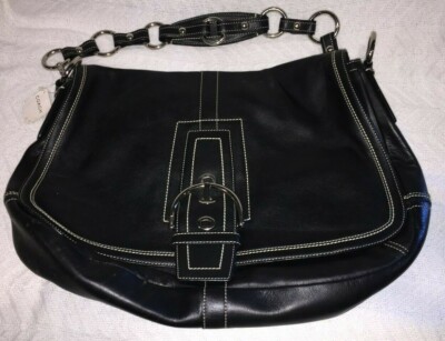 Coach L0682-10582 Soho XLarge Hobo Black Leather + Silver Hardware