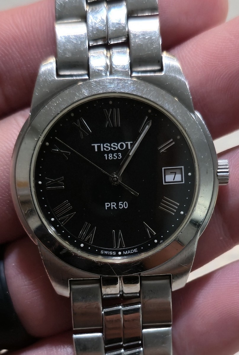 RARE TISSOT 1853 PR50 J376/476 MEN'S WATCH BLACK DIAL ROMAN