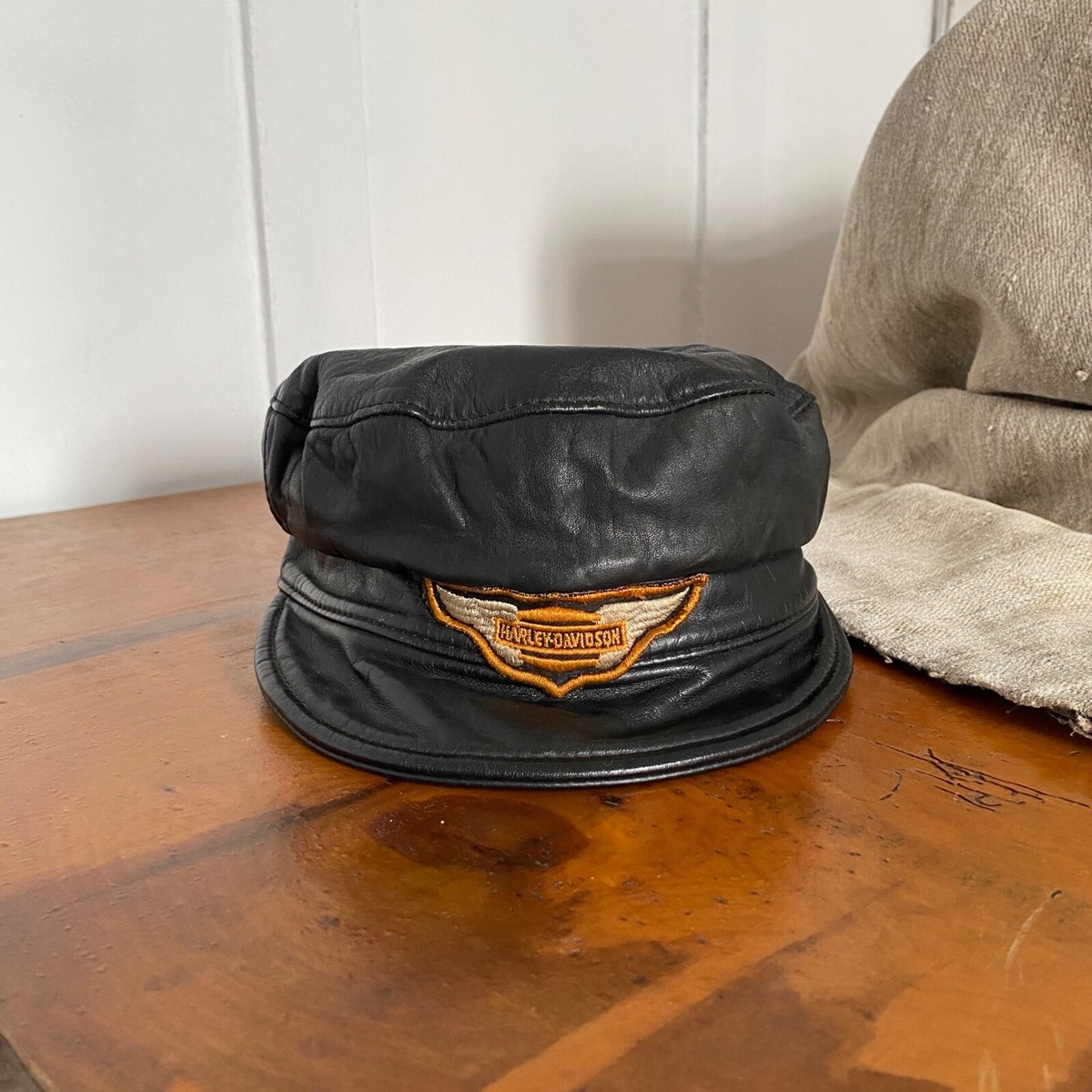 50s 60s vintage Harley Davidson leather biker motorcycle hat size