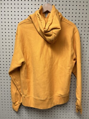 Champion Hoodie Adult Mens Medium Yellow Spell Out Logo Reverse
