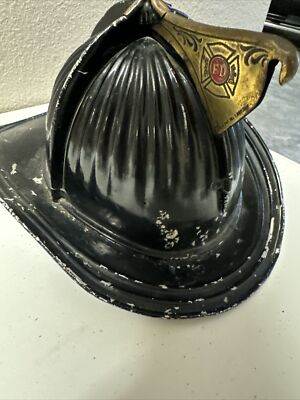 Vintage Cairns & Bro Metal Leather Firefighter Department Helmet