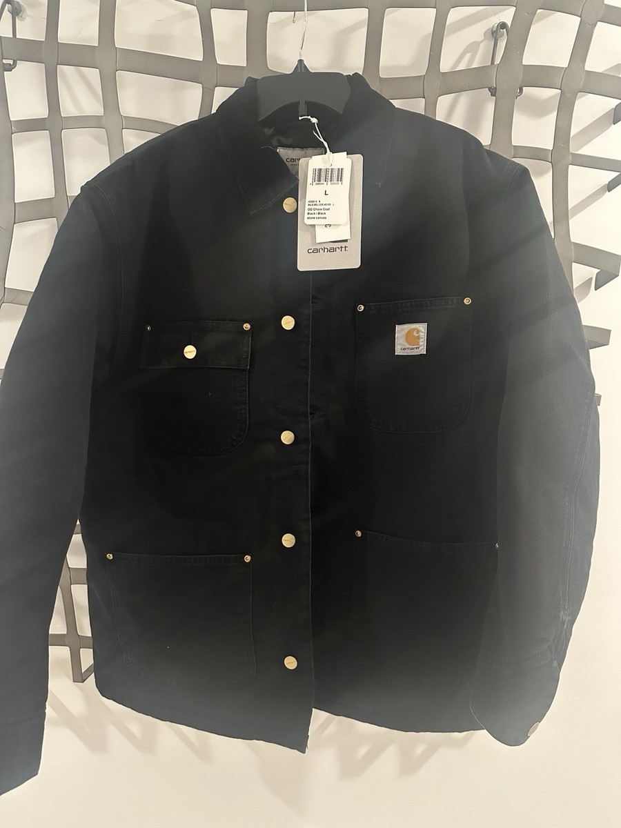 Carhartt WIP OG Chore Coat Dearborn Canvas Stone Wash Winter Black