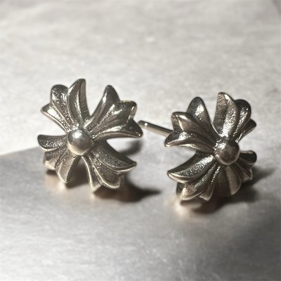 STERLING SILVER CHROME HEARTS CROSS BALL STUD EARRINGS.925 1/2