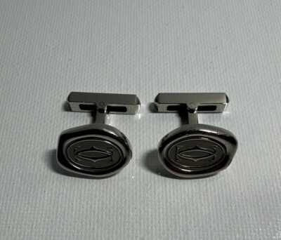 Original Cartier C logo cufflinks Double C Sterling Silver 925