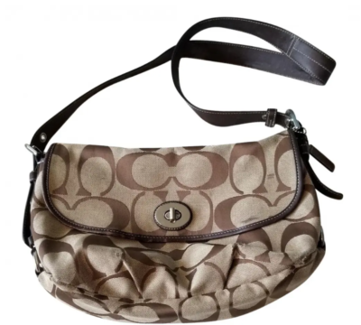 Coach Soho Brown Signature C Canvas Shoulder Bag w/Turn Lock