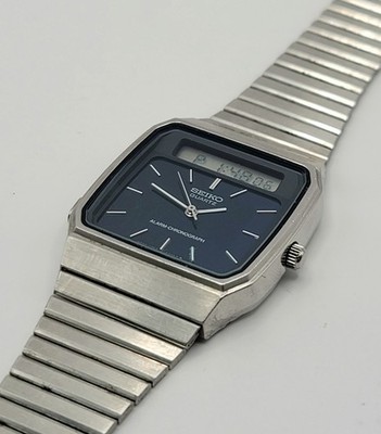 Vintage Seiko H357-500B Ana-Digi Alarm Chronograph 7J Blue Dial