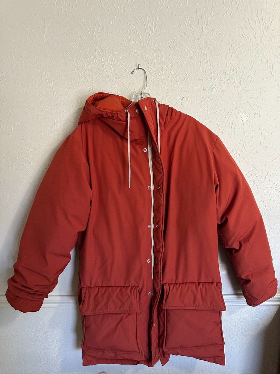 Vintage Alpine Designs Jacket Coat Goose Down USA Ski Rust Hooded