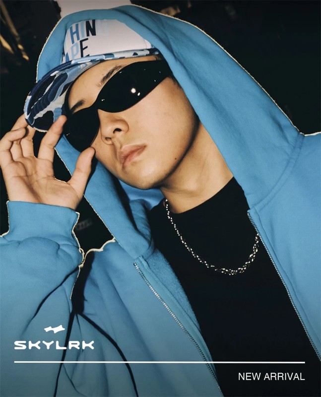 SKYLRK Zip Hoodie Blue Justin Bieber Men's Streetwear Heavyweight