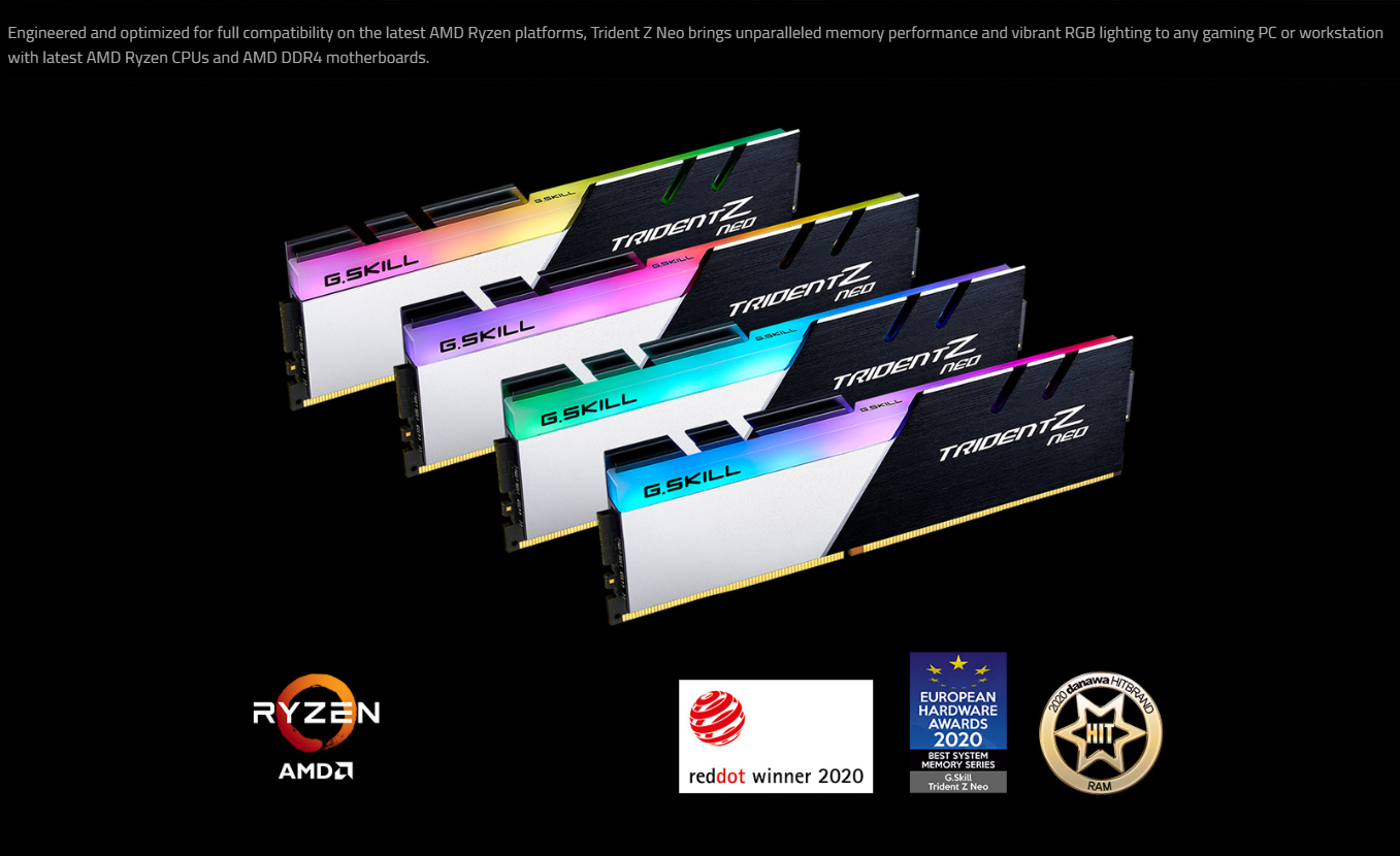 Memoria Ram DDR4 16GB (2x8) 3600MHz G.Skill Trident Z Neo DIMM