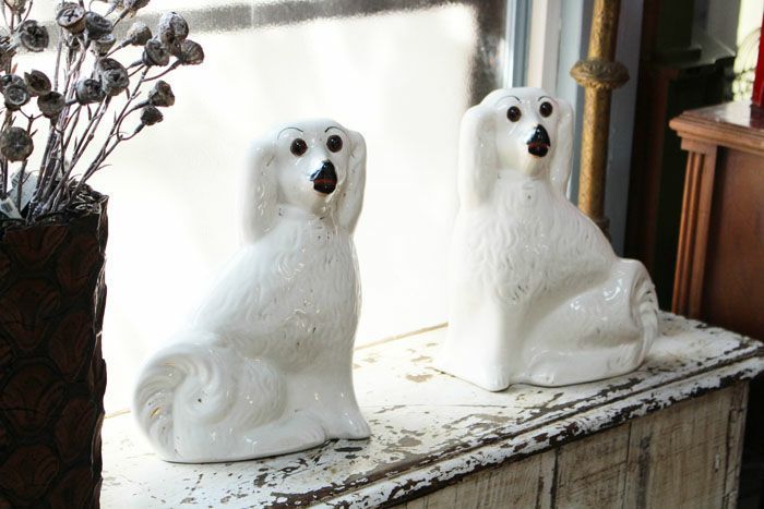 アンティークスタッフォードシャードッグ・ペア