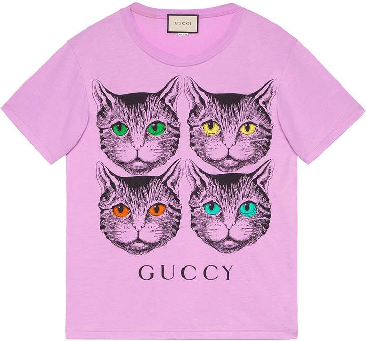Gucci Mystic Cat and Guccy print T-shirt
