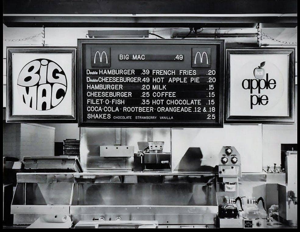 1970年のマクドナルドのメニュー : r/TheWayWeWere