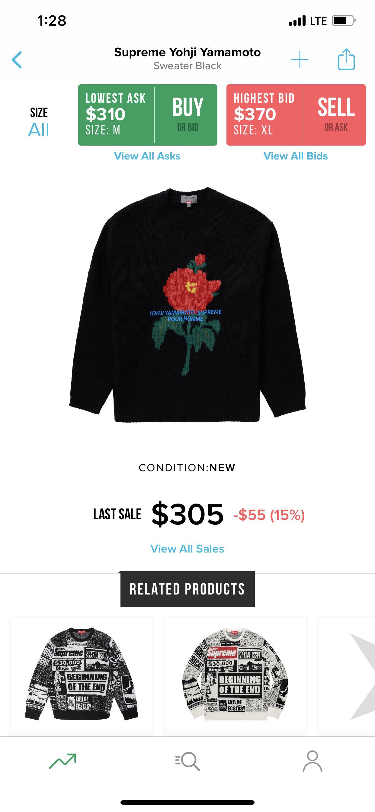 WTB] Supreme Yohji Yamamoto Sweater size Medium, paying ~$300 NEED