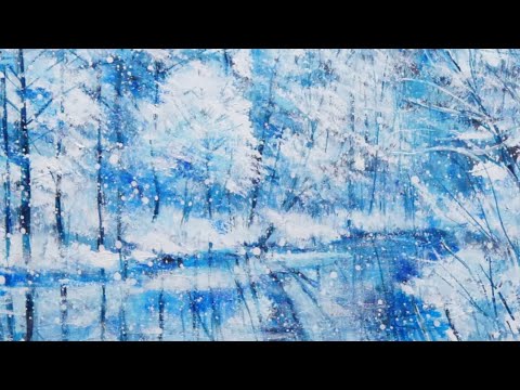 油絵】【白い池】#油絵 #手書き #アート #絵画 #絵 #油彩画 #美術