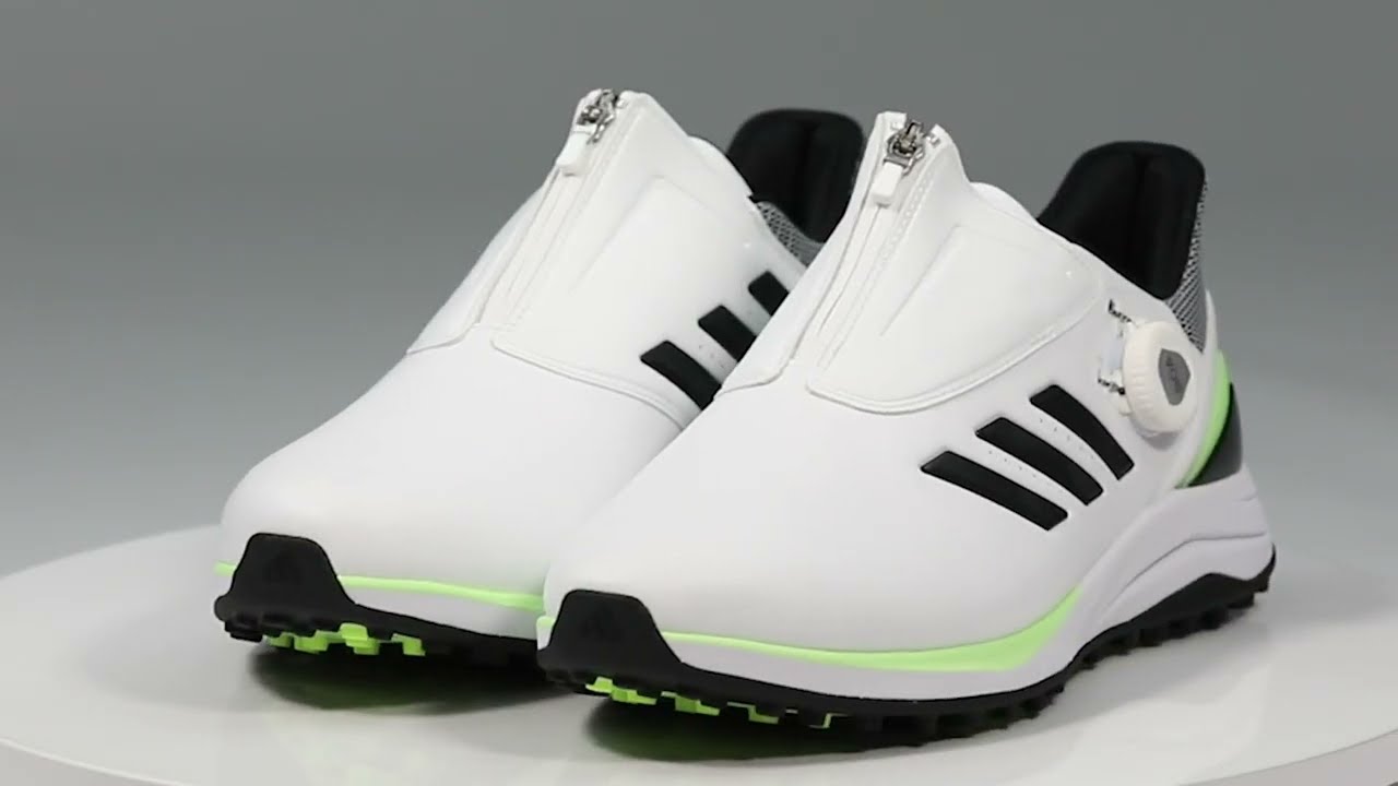 adidas Solarmotion BOA Golf Shoes (White/Core Black/Green Spark