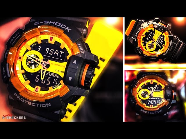 Casio G-Shock Analog-Digital Black & Yellow Accent Sport Series GA