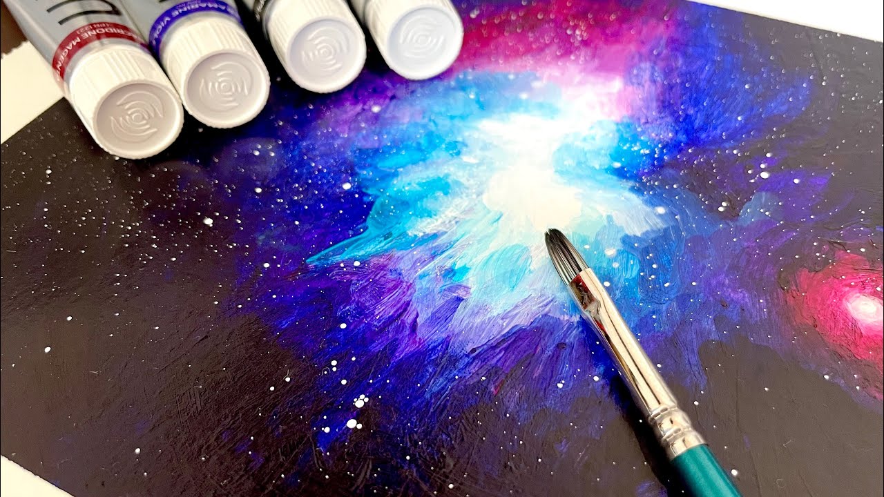 宇宙をアクリル絵の具で描く【メイキング】Painting the Universe with