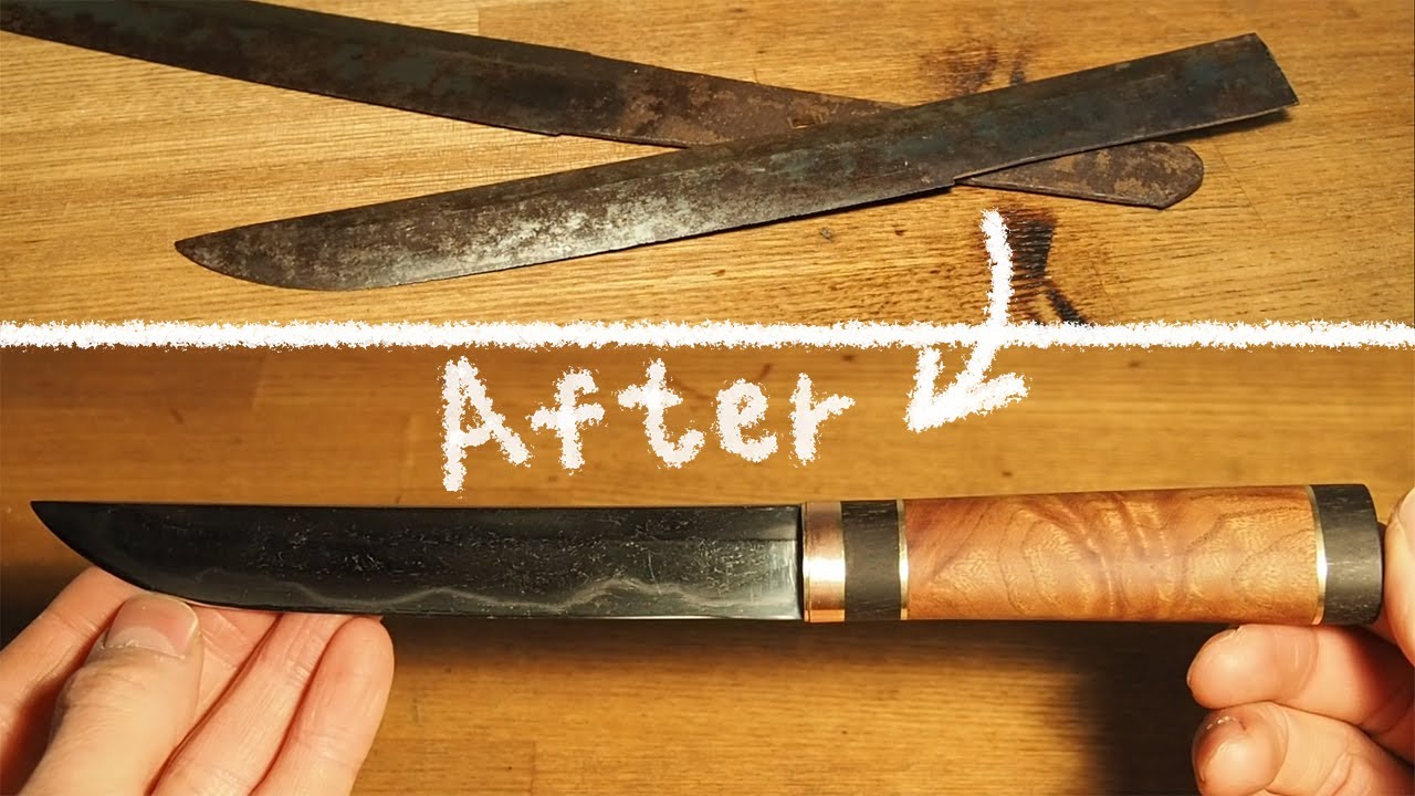 錆びた日本刀でナイフを作ってみた。/ Making a puukko knife from a