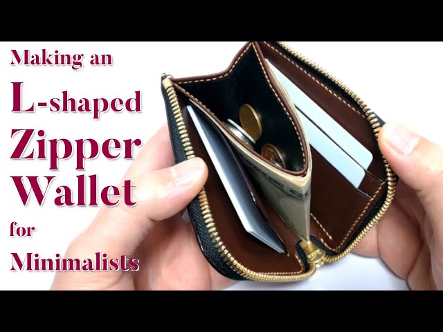 レザークラフト】L字ファスナーのミニマリスト財布を作る / [Leather