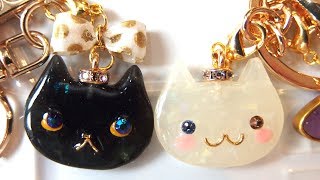 UVレジン】100均材料と猫モールドで宝石ネコのキーホルダーを作りまし