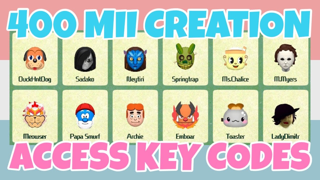 Best 400+ Mii Character Creation Access Key Codes In Miitopia