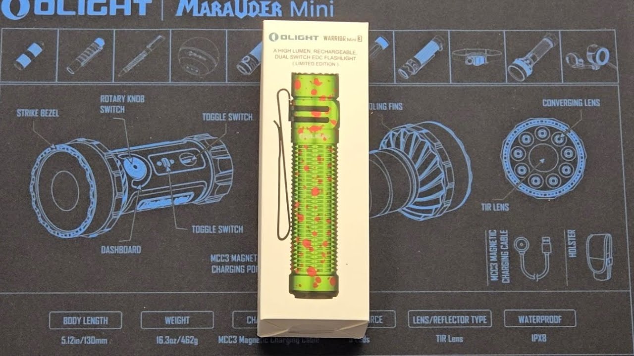 Olight Warrior Mini 3 Zombie Green Flashlight Unboxing - YouTube