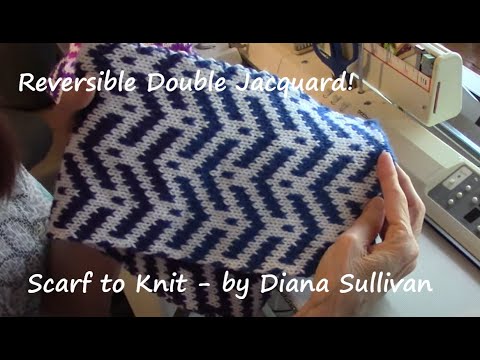 Reversible Double Jacquard Chevron Scarf for Machine Knitters by