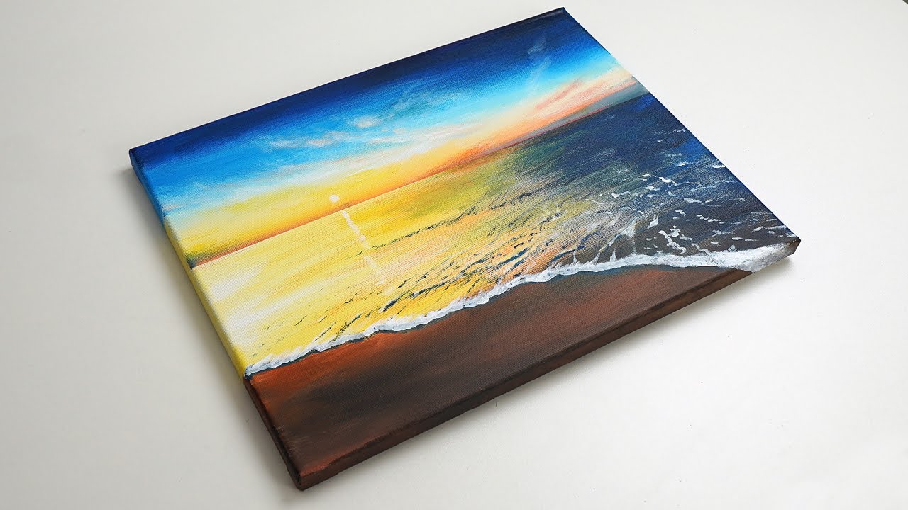 アクリル絵の具で【朝日が昇る海】を描く方法 | アクリル画で描く