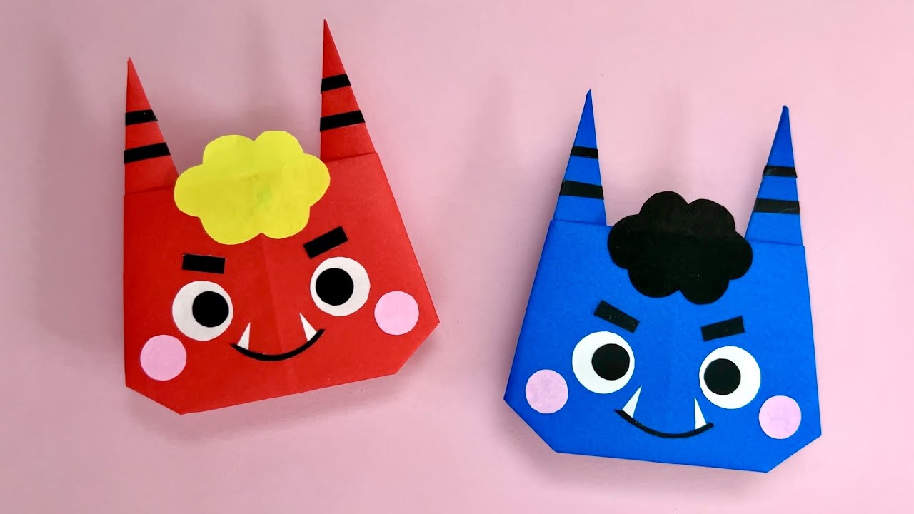 節分 折り紙】超簡単！可愛い 鬼 おに 折り方 Origami Easy Cute