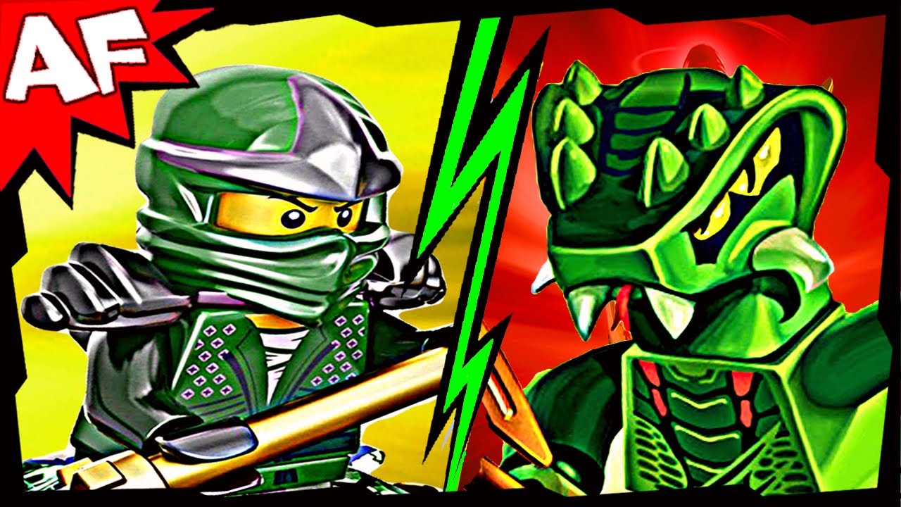 GREEN NINJA vs LIZARU 9574 9557 Lego Ninjago Spinjitzu Battle