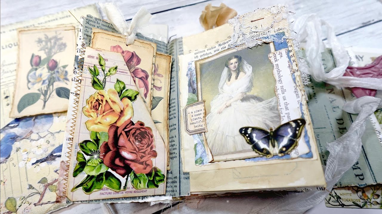 Micro Mini Junk Journal Key Chain Charm DIY | Decorative Page