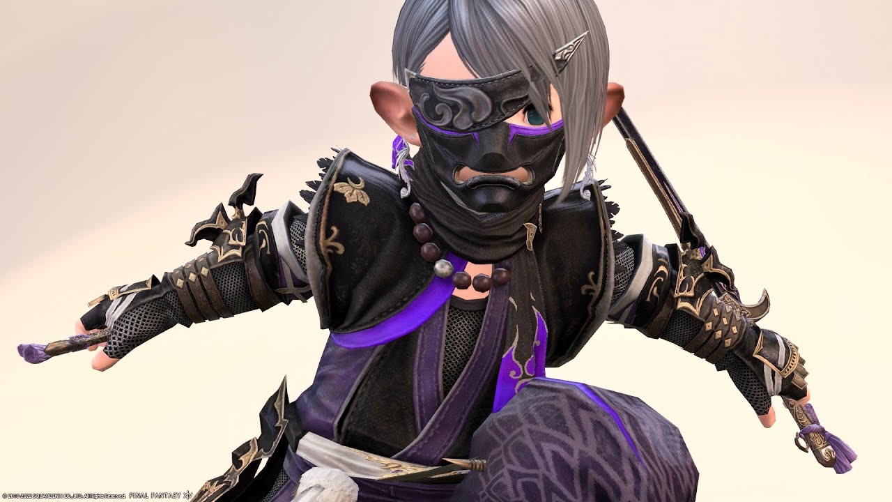 忍者のAF5装備・黒と紫が美しい伝統装束『蜂屋』シリーズ（ララフェル