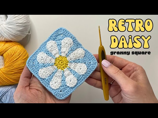 Retro daisy granny square motif | Crochet tutorial for making