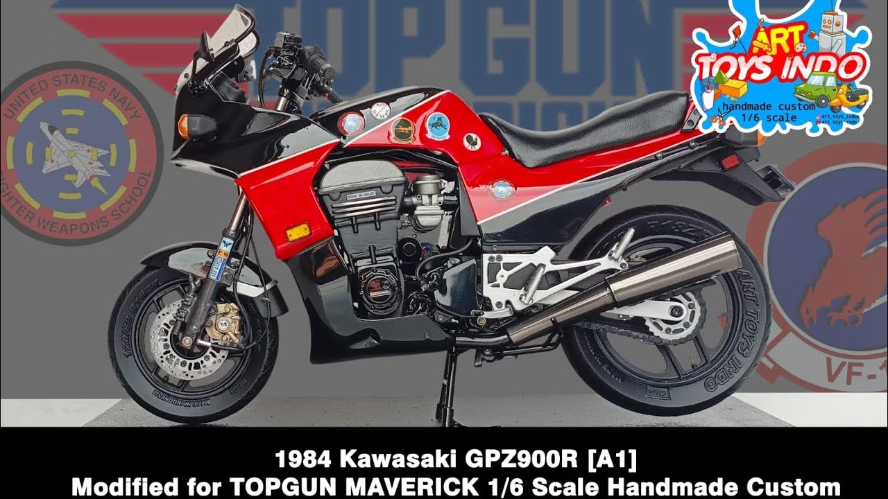 Kawasaki GPZ 900r 1984 top gun: maverick 1986 bike 1/6 Made art