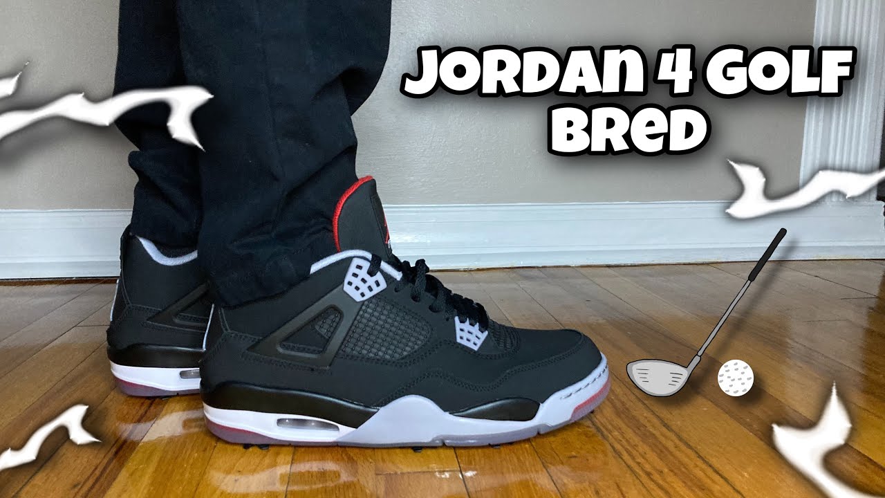 Jordan 4 Golf Bred Review & On Feet! - YouTube