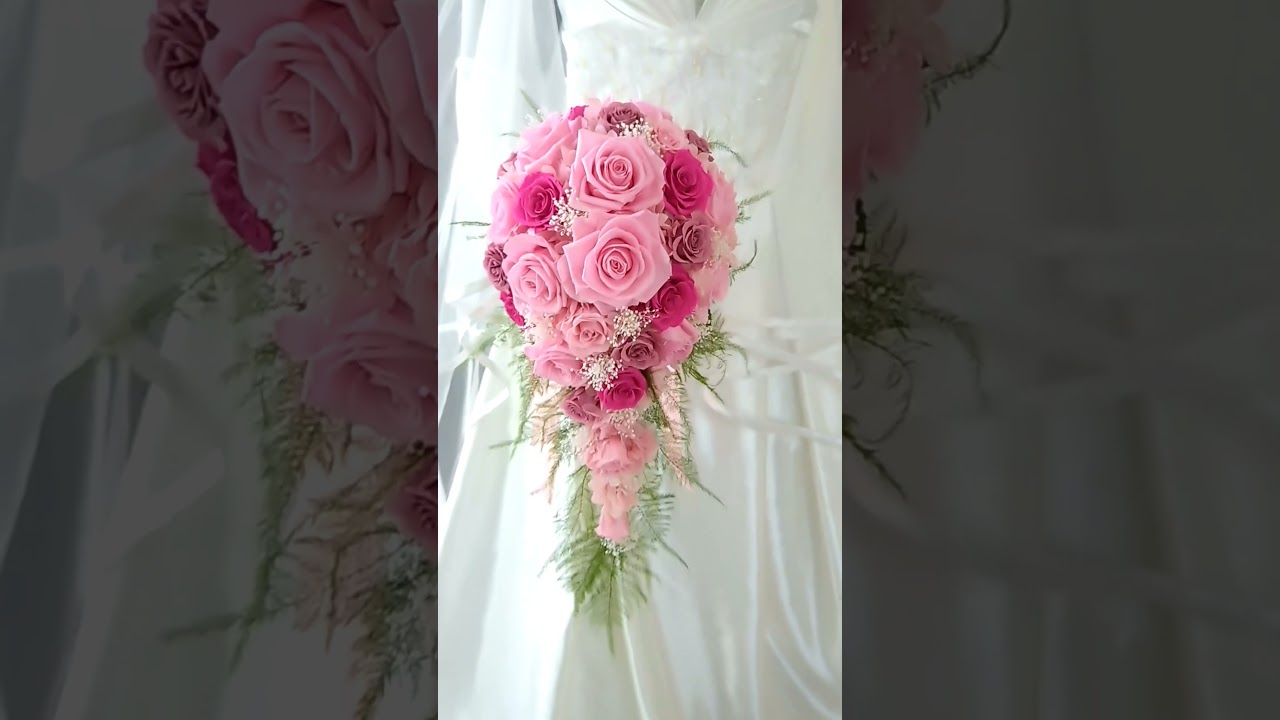 プリザーブドフラワー キャスケードブーケ ピンク｜結婚式