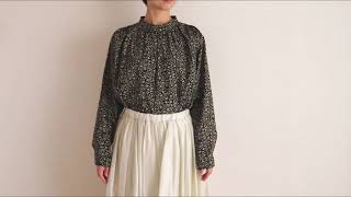 PONT DE CHALONS シトロンプリントブラウス ブラック ポンデシャロン