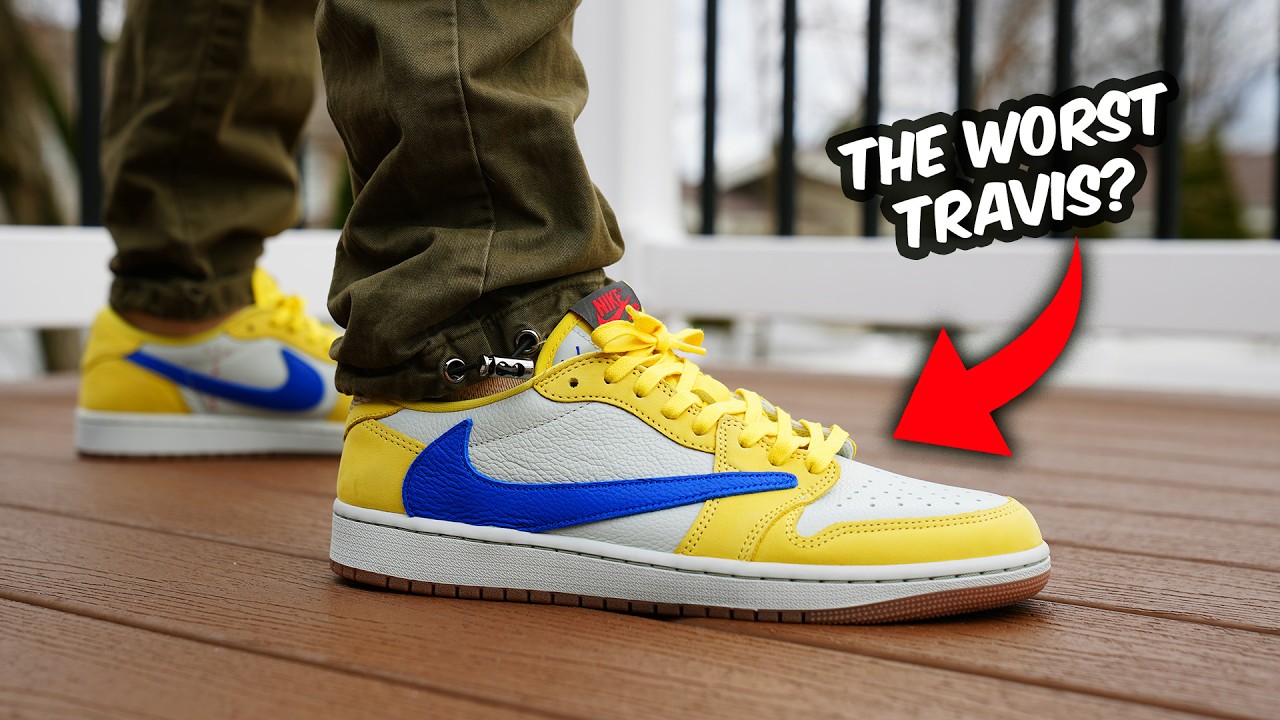 TRAVIS SCOTT Air Jordan 1 Low ELKINS CANARY Review & On Feet - YouTube