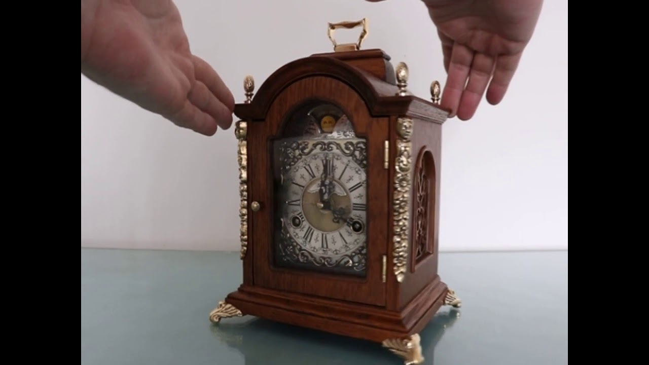 sold ! WARMINK WUBA Mantel Clock LARGE MODEL! Vintage Moonphase