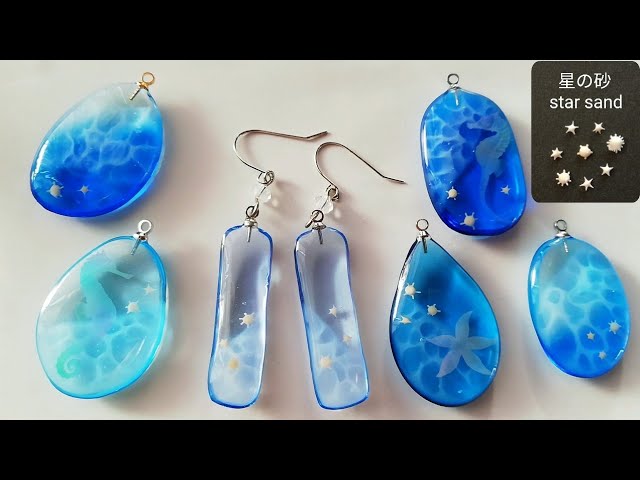 レジン/海塗り】沖縄産✨星の砂を使用⭐神秘的マリンアクセサリー“海の