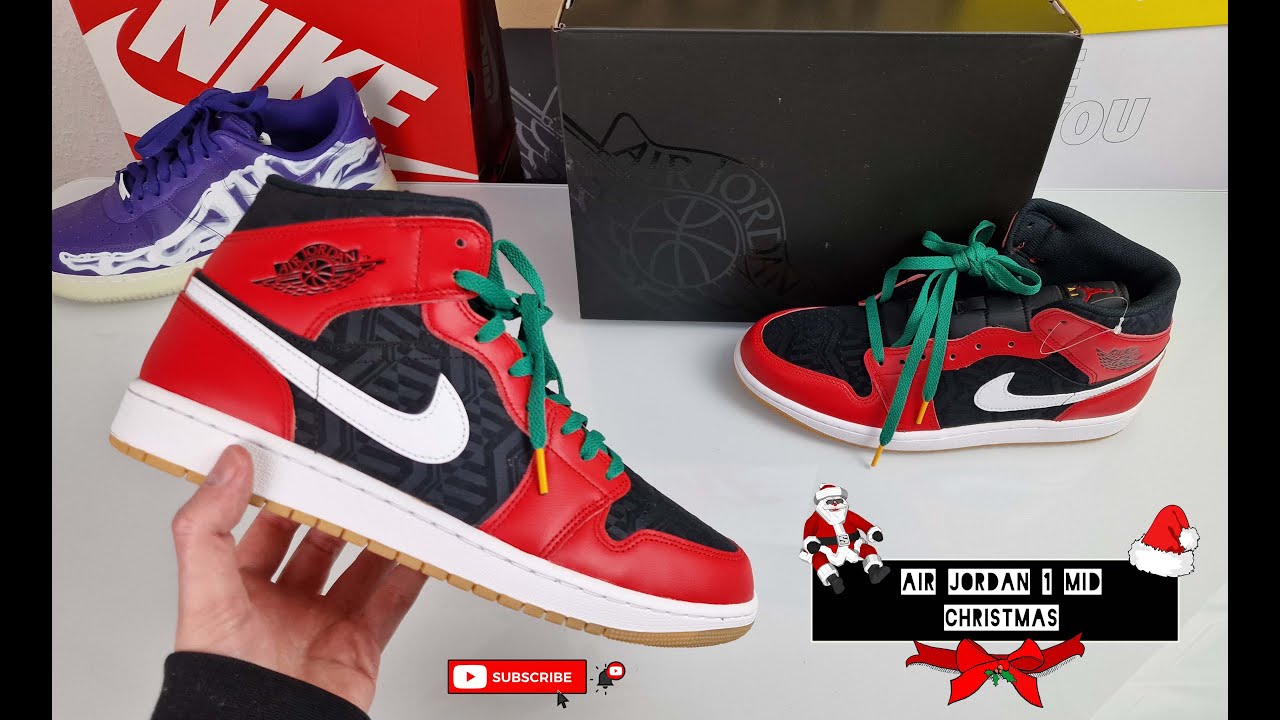 Air Jordan 1 Mid Christmas - On Feet and Check * NiCe 88% 🎅 - YouTube