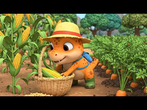 Baby T Rex Starts a Farm 🌽 Growing Food Adventure for Kids