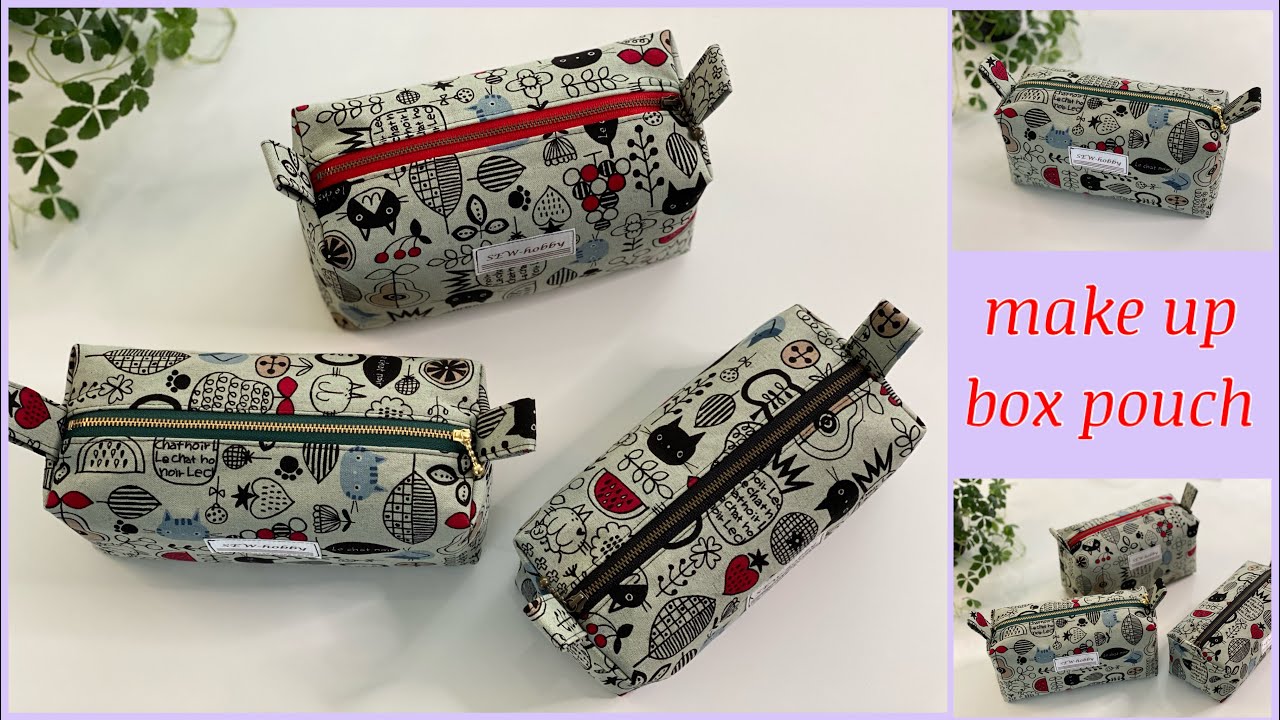 ボックスポーチ作り方、how to make Box pouch,make up pouch,easy