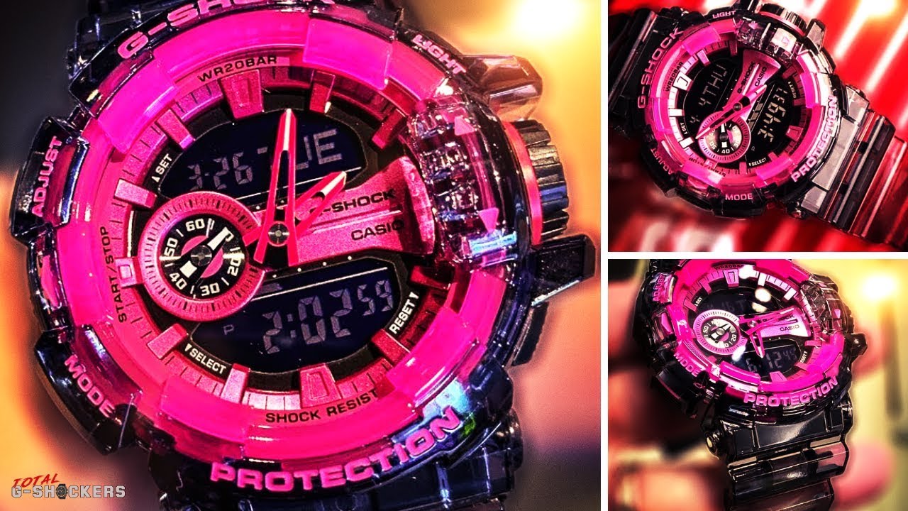 Casio G-Shock Clear Skeleton Pink GA400SK-1A4 - YouTube
