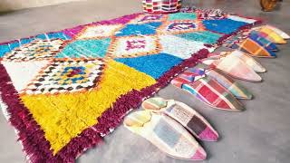 モロッコラグ「ボシャルウィット」ピンクイエロー,RBO38サステナブルな