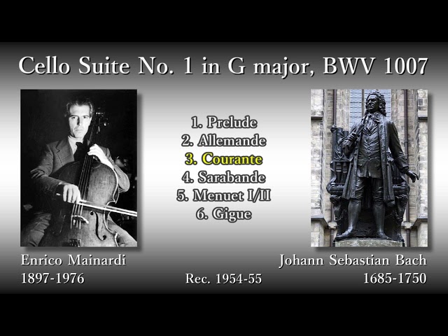 Bach: Cello Suite No. 1, Mainardi (1954-55) バッハ 無伴奏チェロ
