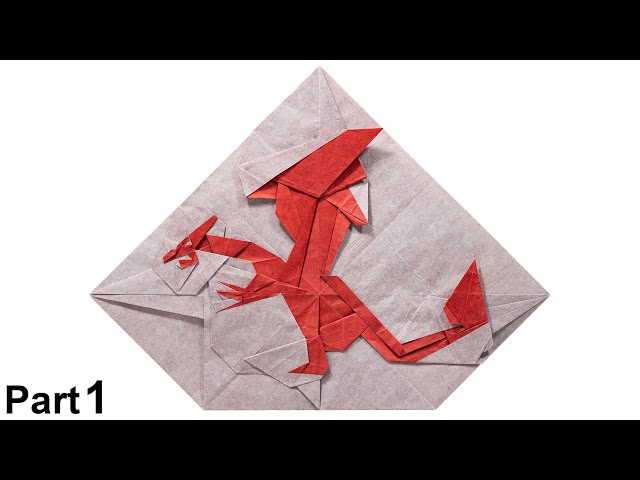 Origami Flat Dragon tutorial 4K (Nine / Mink) part 1 折り紙
