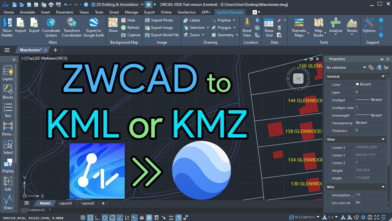 Export DWG from ZWCAD to KML or KMZ - YouTube