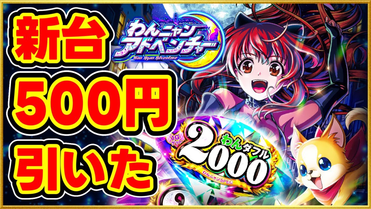 パチンコ新台 Pわんニャンアドベンチャー 投資500円で2000発を1G連