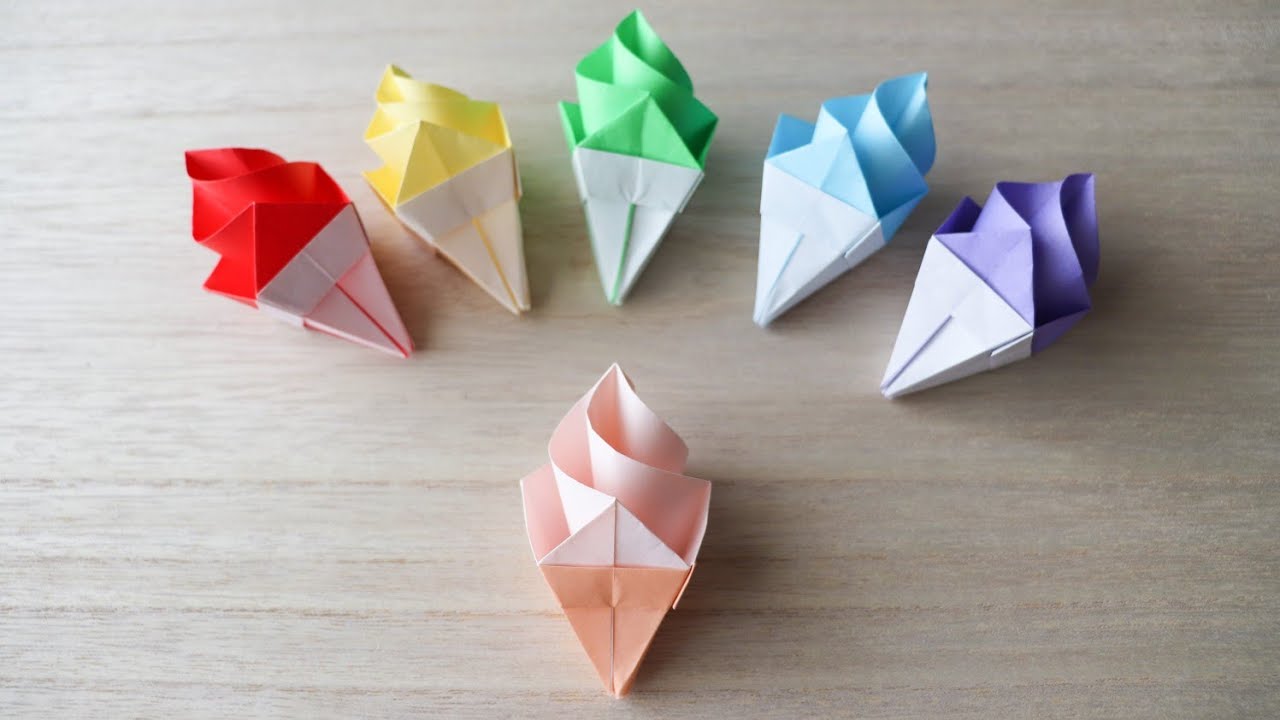 かんたん折り紙】立体的なソフトクリーム🍦 - YouTube